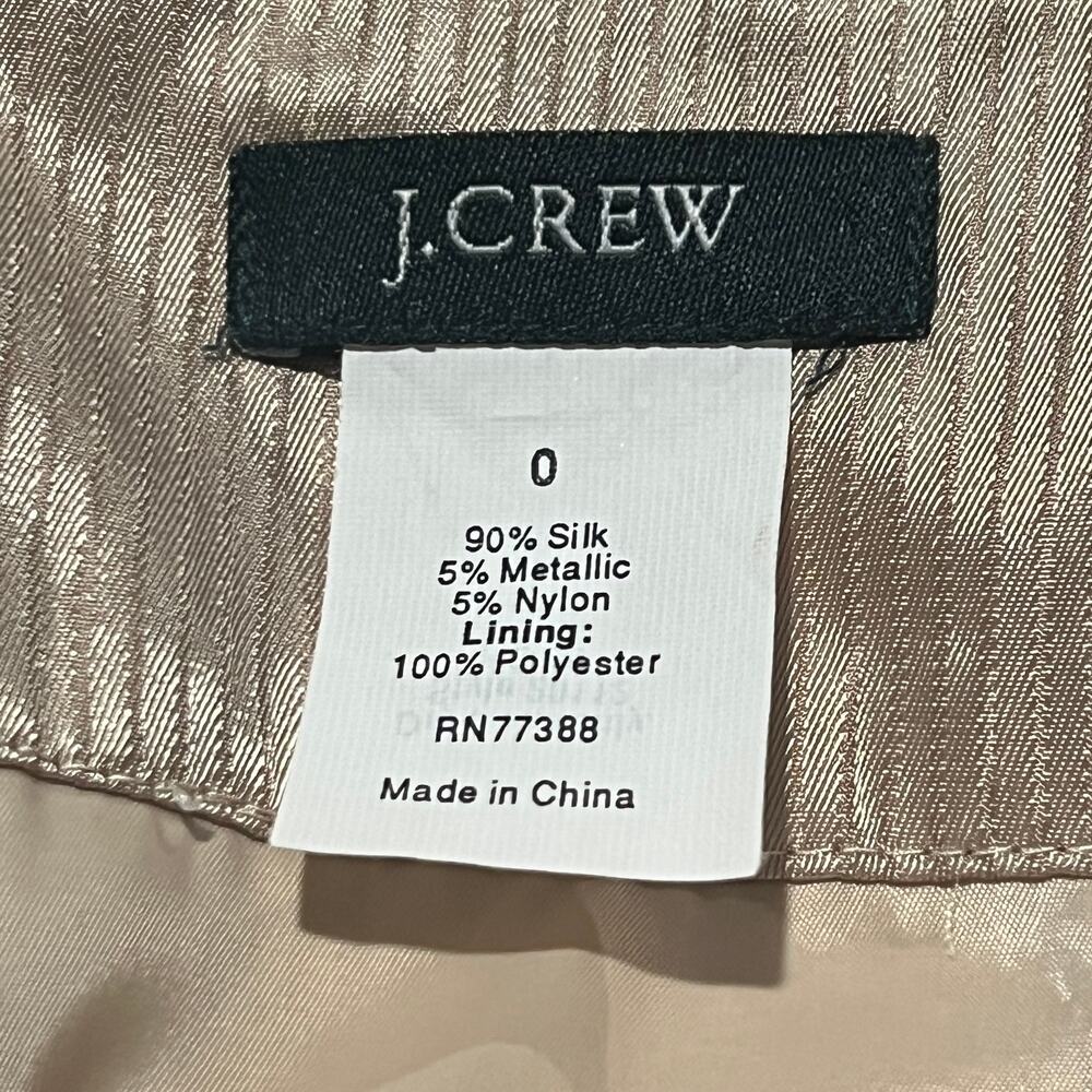 J.Crew Gold Silk Blend Pencil Skirt 0 Retro Glamour Sophisticated Chic Casual - Picture 4 of 5